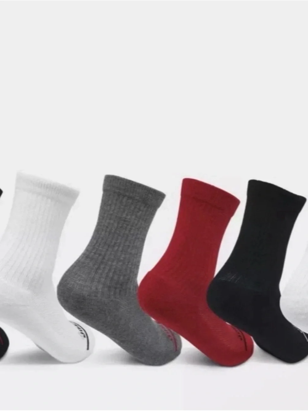 Nike Jordan Kids 6-Pack Cushioned Crew Socks Black White Gray Red – Size XS